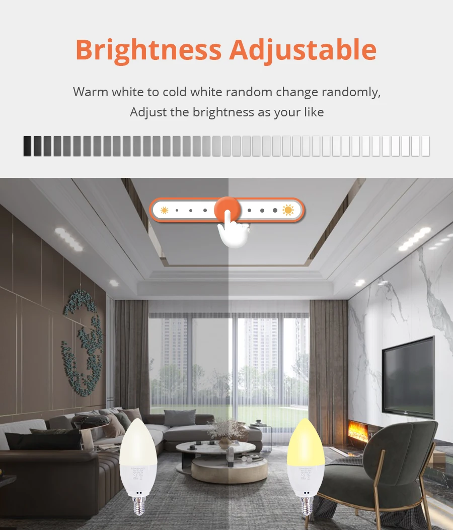 E14 WiFi Smart LED Candle Light Bulb RGBCW Dimmable Lamp 5W Work with Tuya Smart