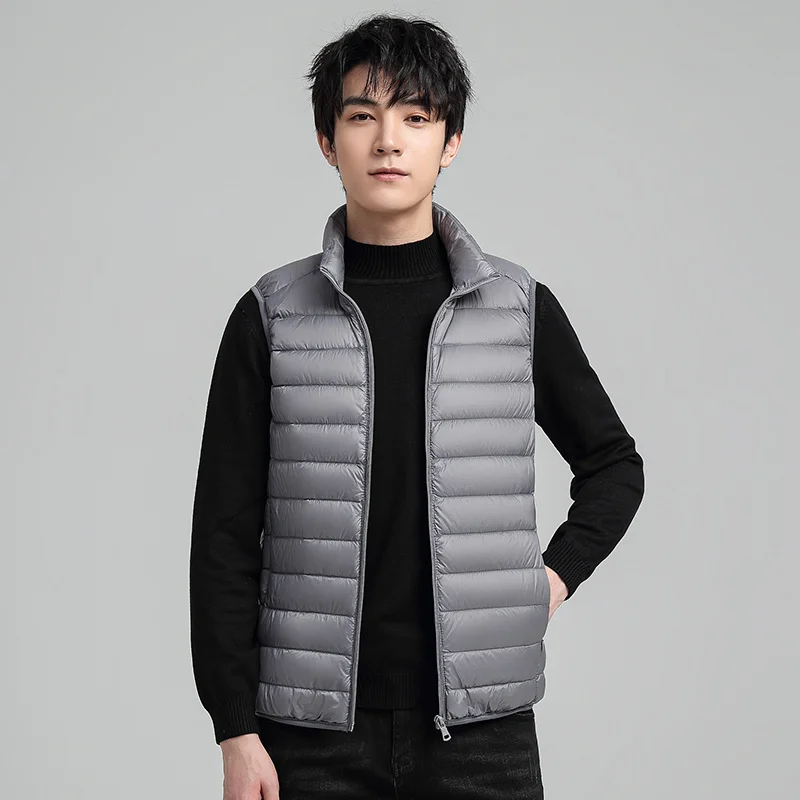 

2021 Winter New Down Jacket Men's Vest Fashion Stand-Up Collar Waistcoat Lightweight Down Vest Men's Jacket