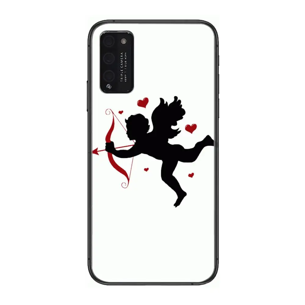 

Cupid Fall in love style Clear Phone Case For Huawei Honor 10 20 30 9 X Pro Lite V 5G RU Black Etui Coque Hoesjes Comic Fashion