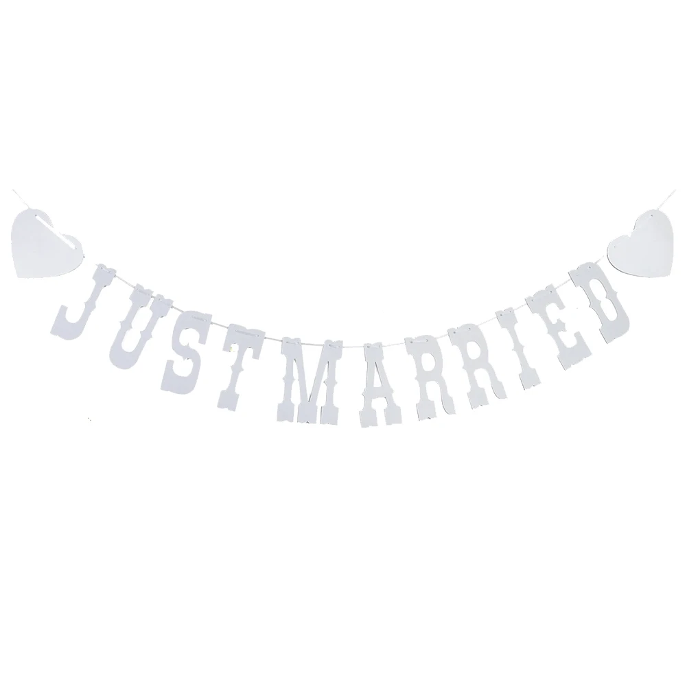 Винтажный цветочный Флаг надпись только что замужем реквизит для фотобудки