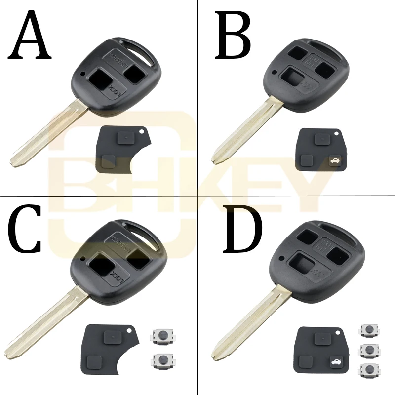Чехол для автомобильного ключа BHKEY с 2 кнопками Toyota Yaris Prado Tarago Camry Corolla TOY43 Blade +