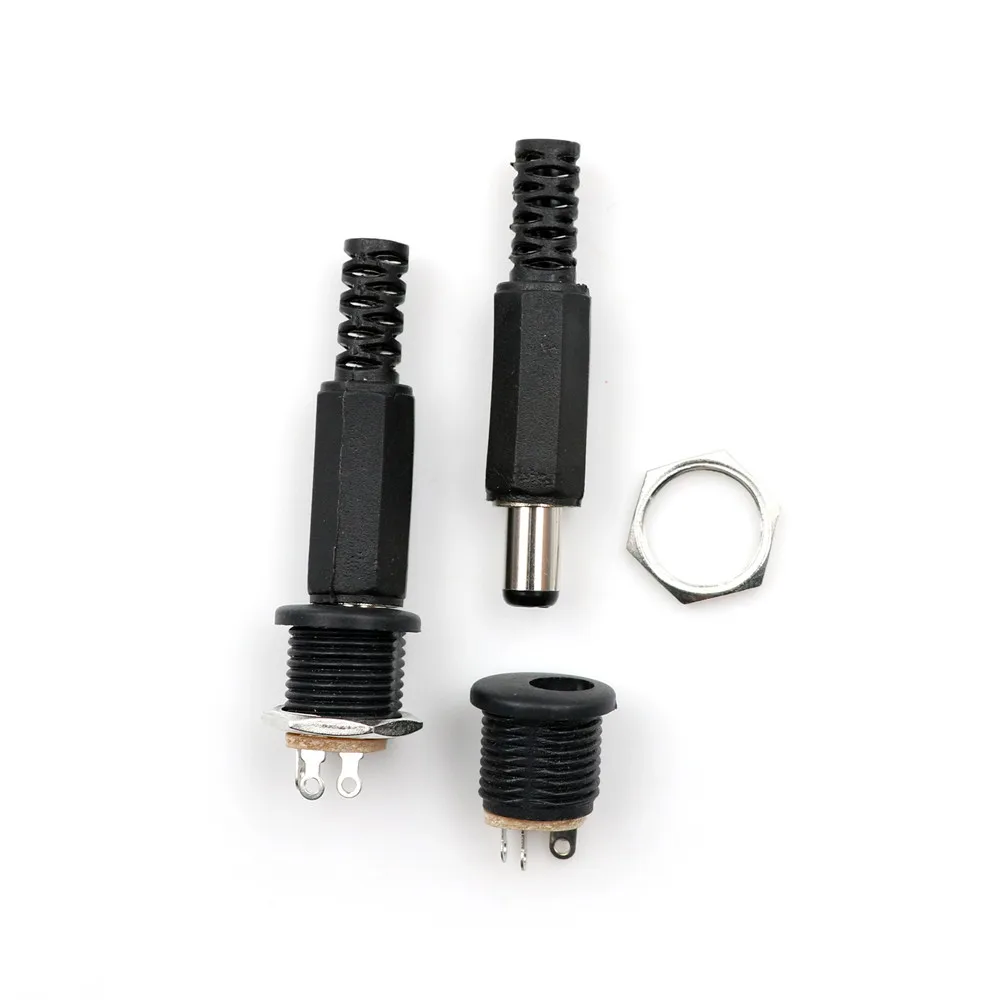 

Hot! High Quality 2/5/10pcs 12V 3A Plastic Male Plugs + Female Socket Panel Mount Jack DC Power Connector Electrical Supplies