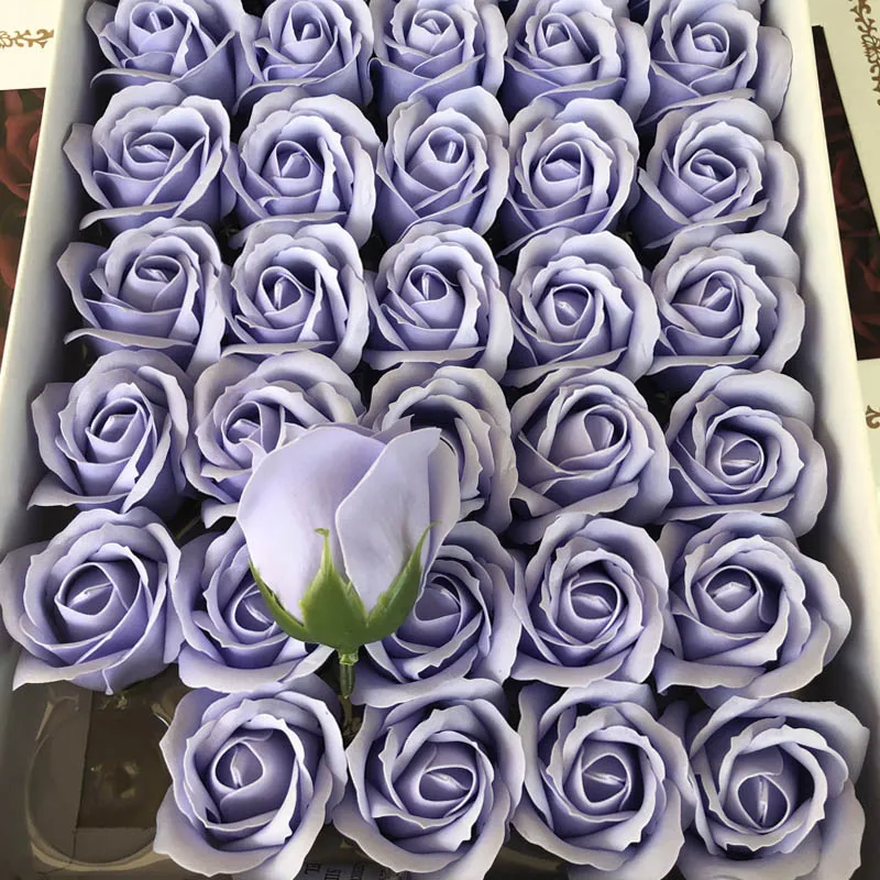 50 шт./кор. Лавандовое Мыло Искусственные цветы розы головы «сделай сам», подарок на день Святого Валентина, подарок на День Матери Свадебные домашний декор Скрапбукинг - Цвет: ice purple