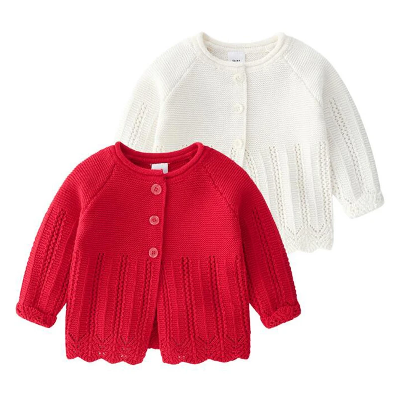 

New 0-3Yrs Baby Girls Pure Color Cute Cardigan Coat Children Clothing Autumn Winter Girls Knitted Kids Cardigan Coat