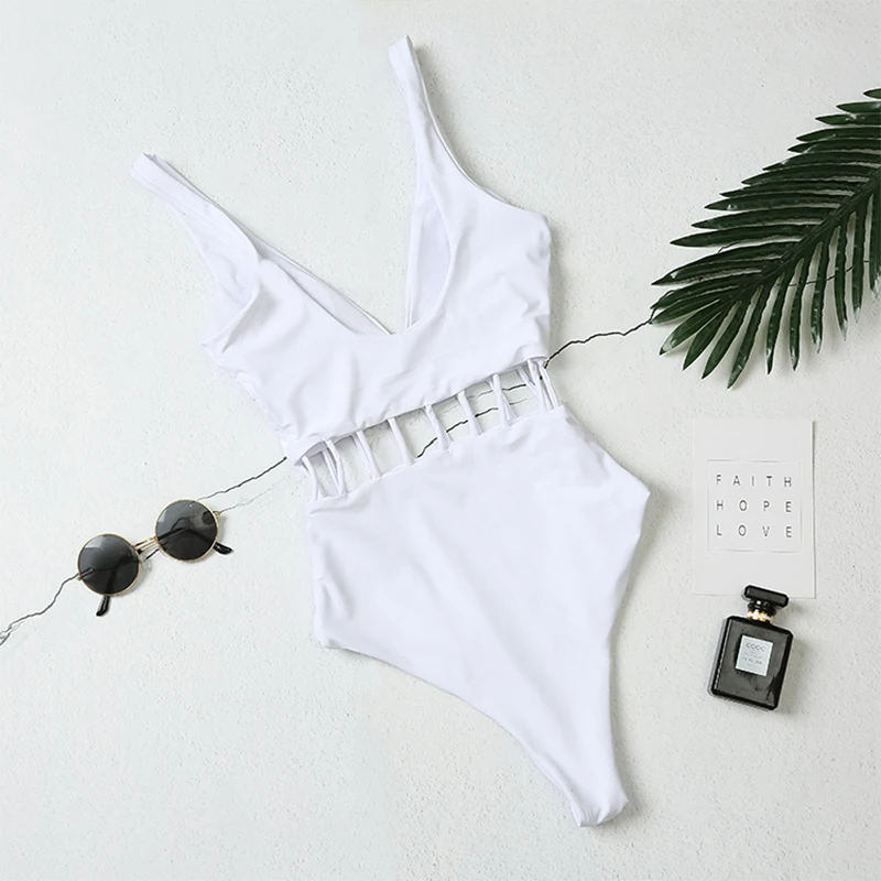 Новый сексуальный купальник с глубоким v образным вырезом Женский цельный костюм