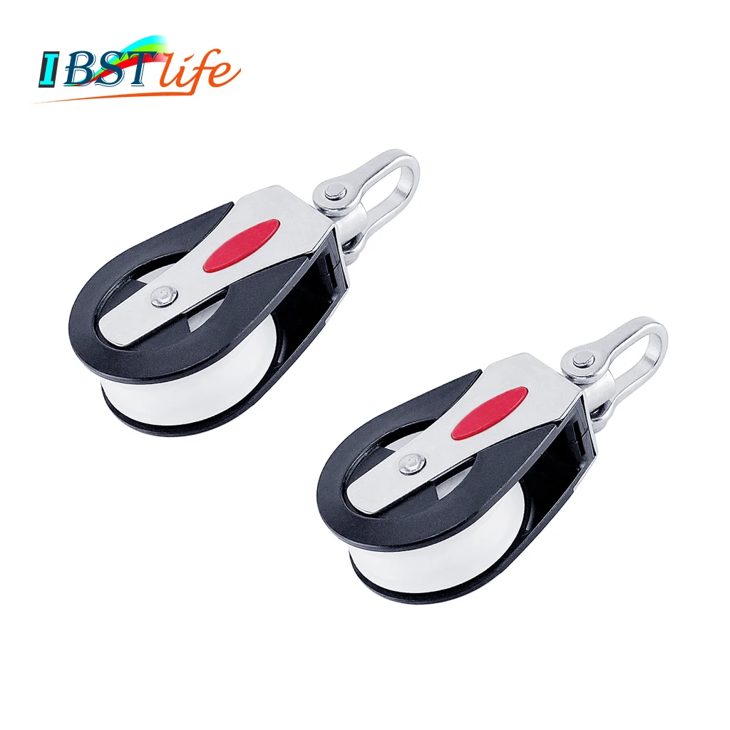 

2X 1500Lbs Load Sheave Block Head Single Pulley Swivel Shackle Sailboat Plain Bearing Block Rope Runner Boat Accessories