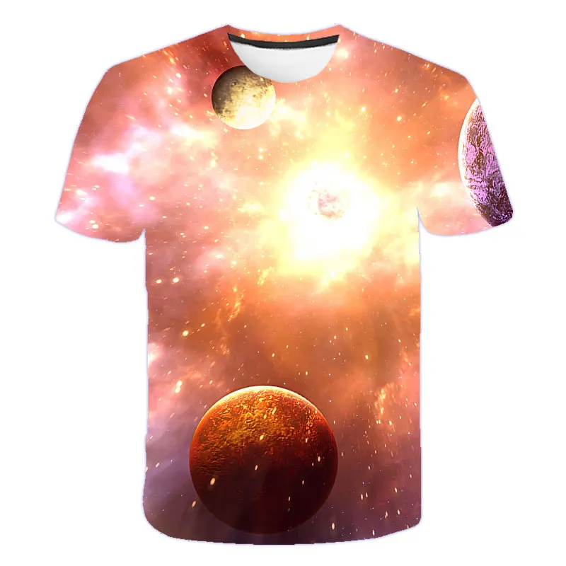 Cool Purple Galaxy Space Universe 3D Print T-Shirt for Boys and Girls (4-14 Yrs) - Summer Sleeves Clothing Top Tees image 3