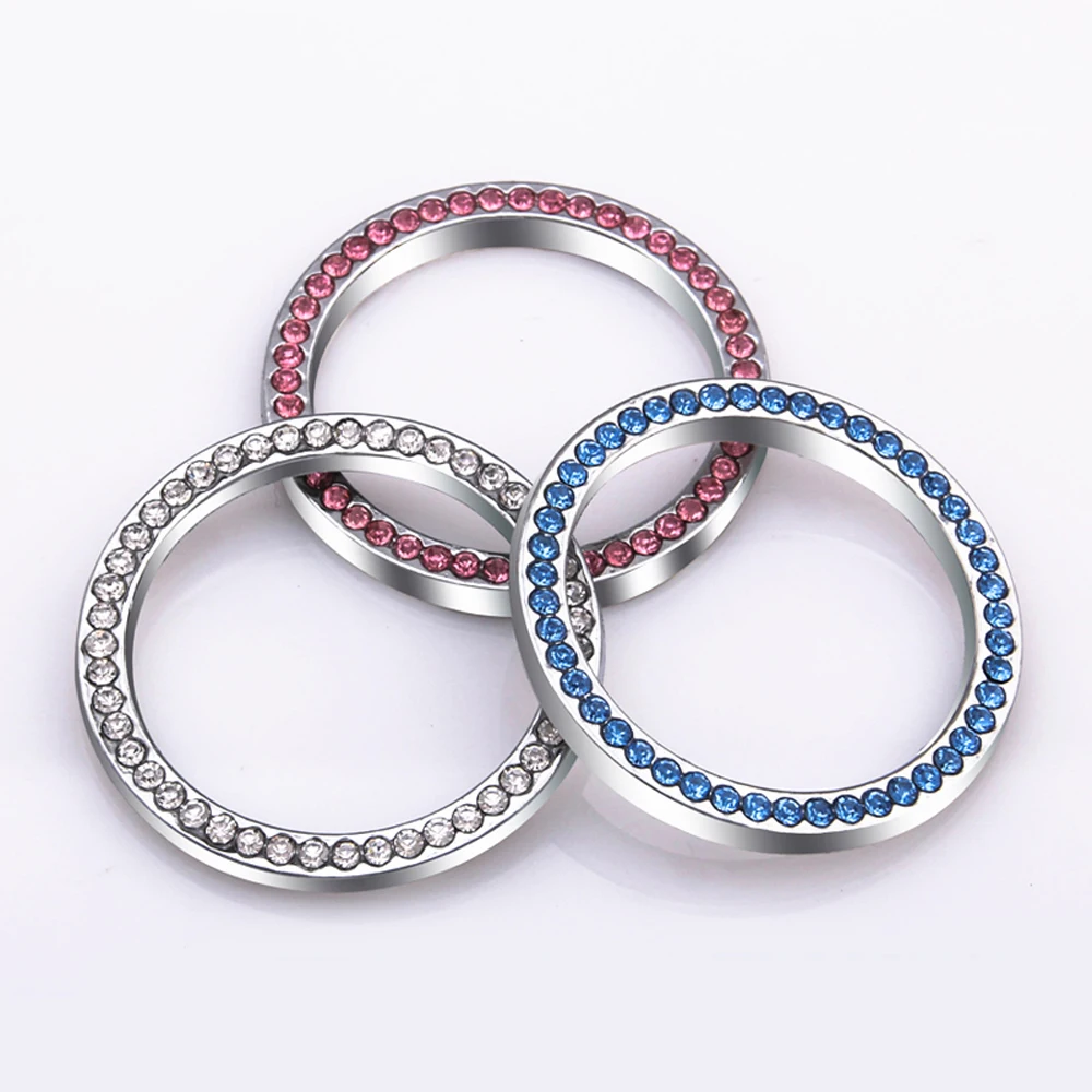 

Car Interior Silver Accessories Button Start Switch Inlaid With Diamonds Beautiful Waterproof And Durable