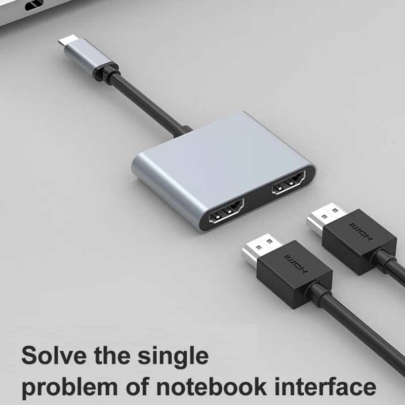 4k hd type c to dual hdmi compatible hub 5gbps transmitter adapter converter dual screen display usb c docking station for tv free global shipping