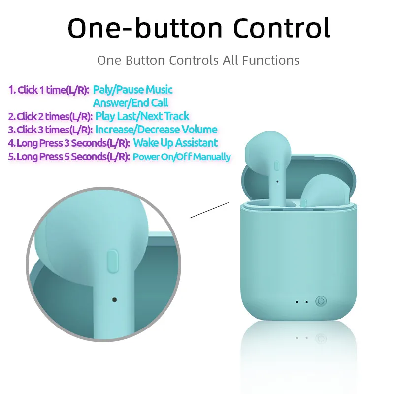 Оригинальные беспроводные наушники Mini i12 TWS Bluetooth 5 0 карамельных цветов Hi Fi стерео