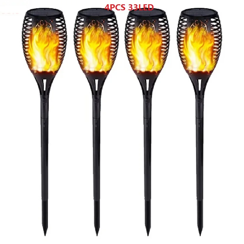 4PCS 33LED 33/72 светодиодный светильник на солнечной батарее, светодиодный светильник для украшения сада, мерцающий IP65 Водонепроницаемый ландшафтный светильник, светильник для газона, дорожка, светильник, фонарь светильник - Испускаемый цвет: 4PCS 33LED