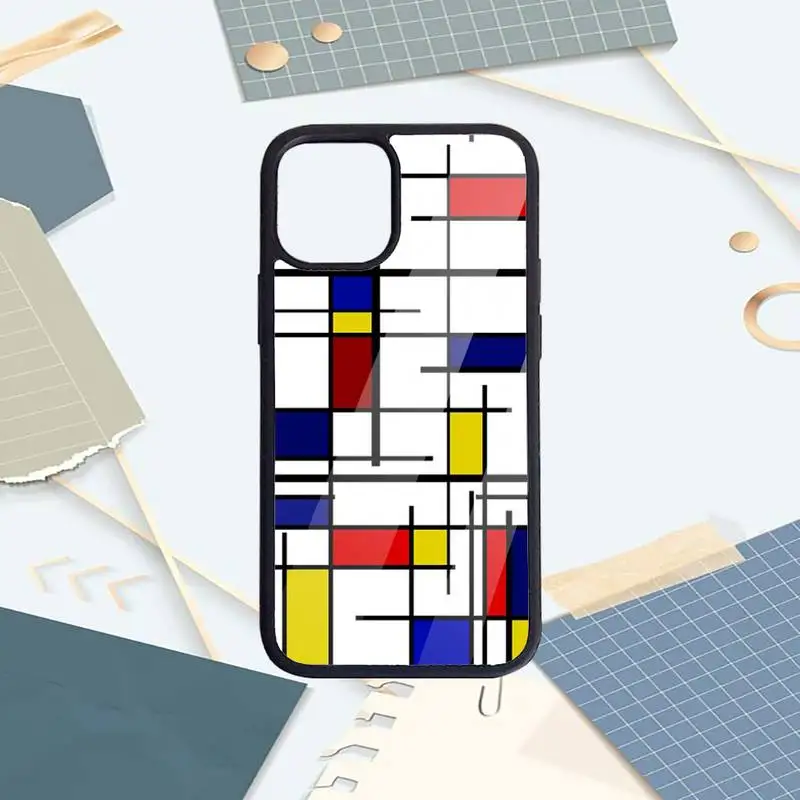 

bauhaus style abstract piet mondrian Phone Case PC for iPhone 11 12 pro XS MAX 8 7 6 6S Plus X 5S SE 2020 XR funda