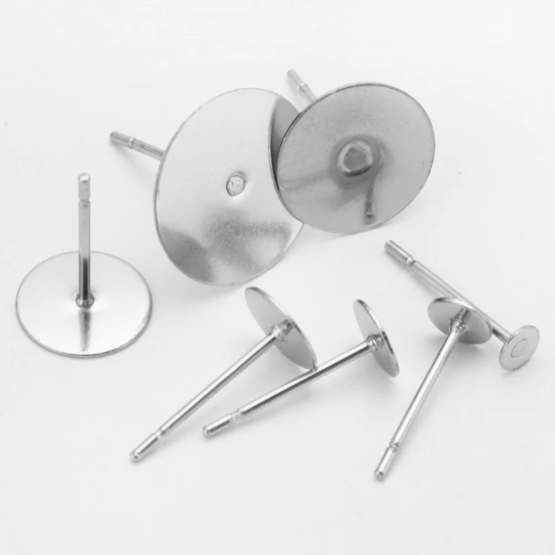 100 шт./компл. из нержавеющей стали серьги-гвоздики 3/4/5/6/8/10/12 мм Пустые Кабошоны
