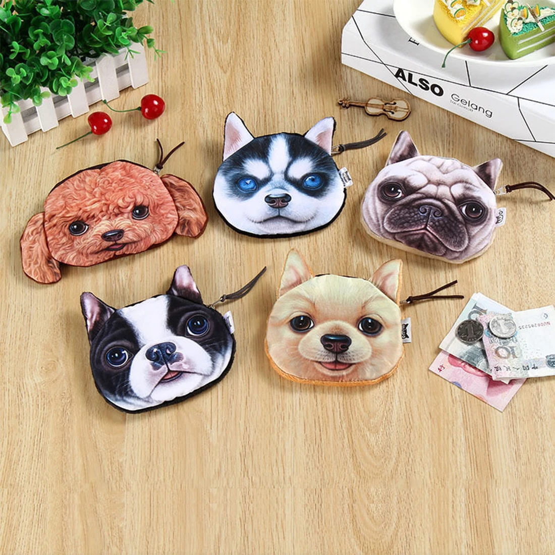 Мини-кошелек с животными для девочек 3D милый плюшевый Кошелек изображением