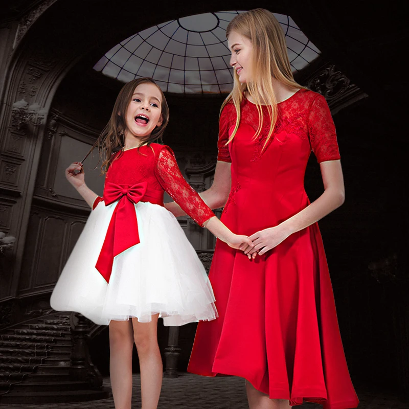 Элегантное платье для родителей и детей выпускного вечера DB135 кружевные