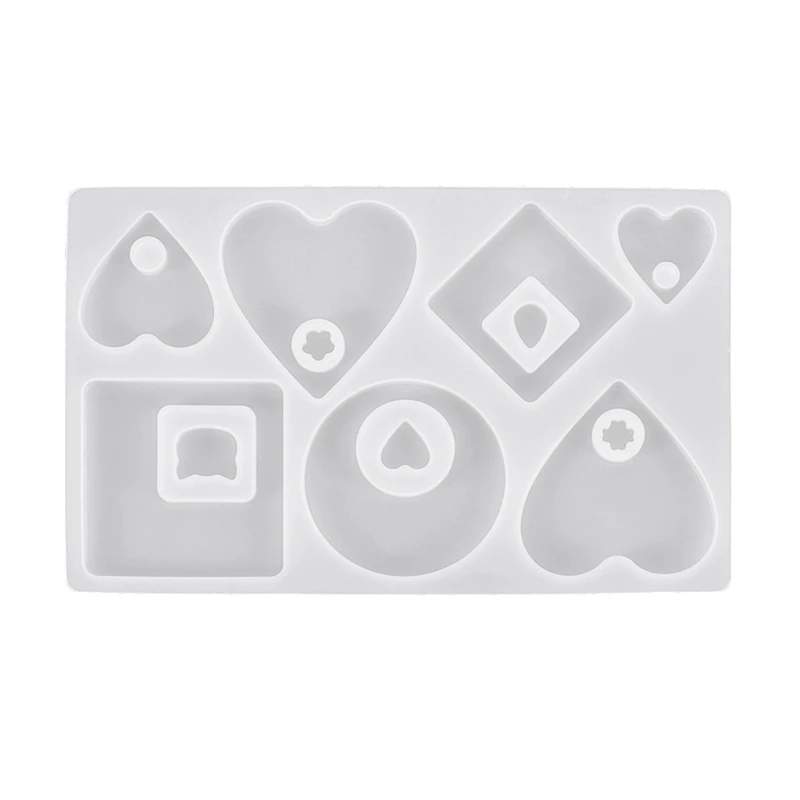 

Jewelry Casting Molds Round Heart Square Pendant Epoxy Resin Molds with Hanging Hole Mould Jewelry Making Craft Tools