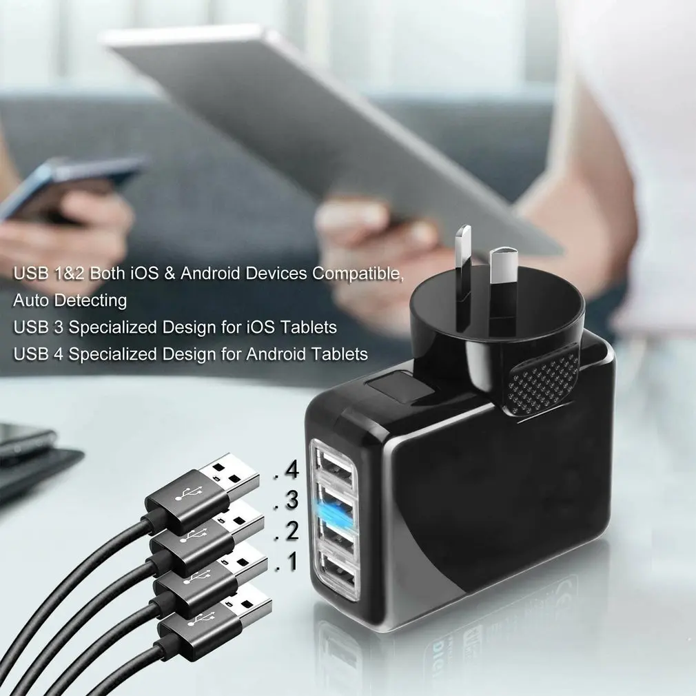 Универсальный дорожный настенный адаптер AU Plug 4.1A AC power Home настенное зарядное устройство 4 USB порта изысканно разработанный прочный великолепный