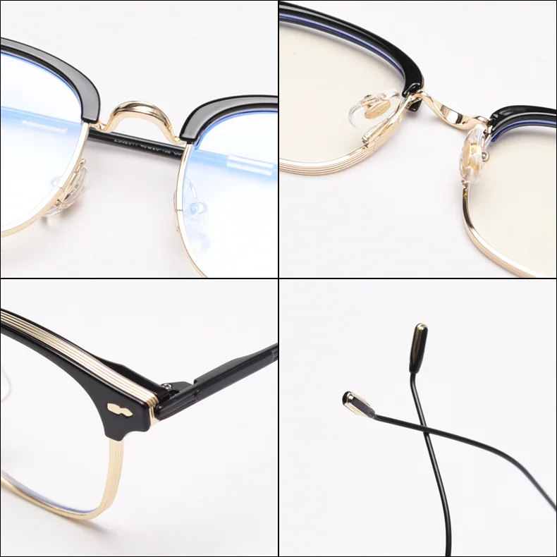 

49425 Square Half Frame Anti-Blue Light Plastic Titanium Glasses Frames Ultralight Men Women Optical Fashion Computer Eyeglasses