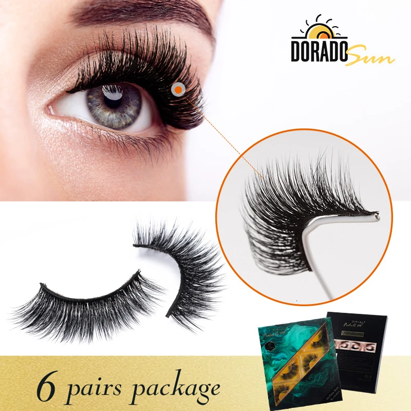 DORADOSUN 6 пар 3D искусственная норка Косплей полная полоса накладные ресницы