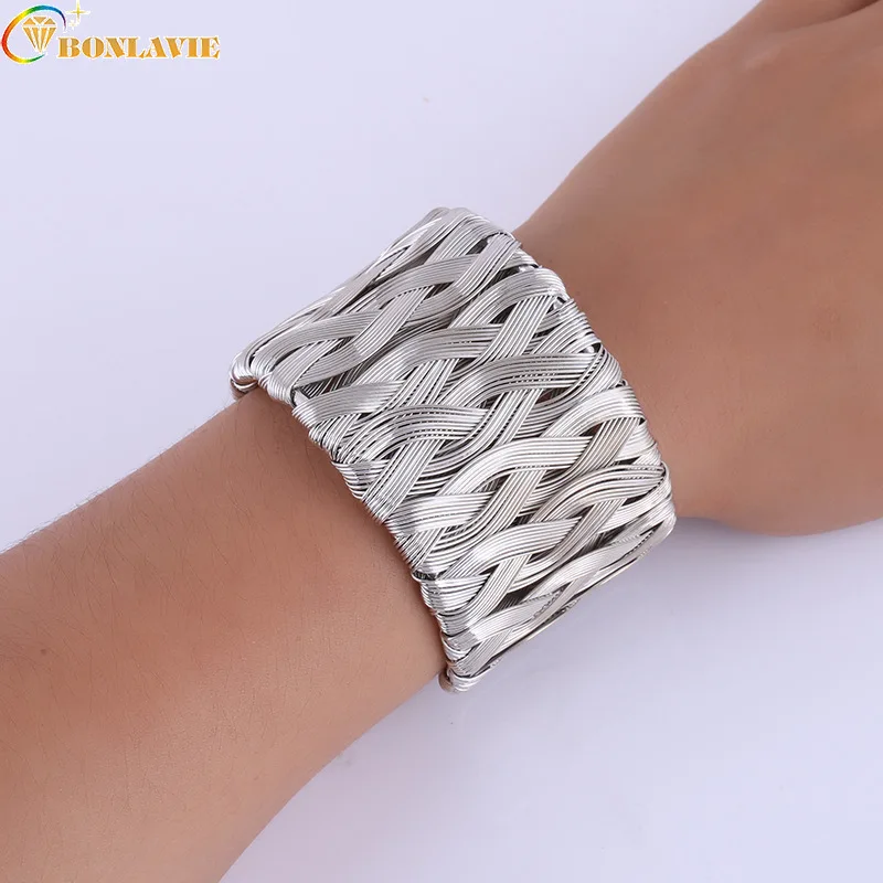 Полые широкие браслеты манжеты и для женщин мужчин золотого серебряного цвета из