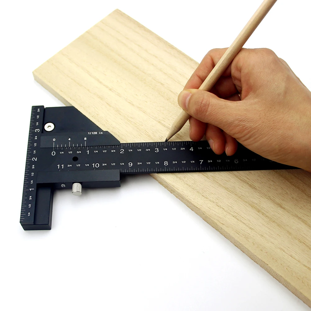 

T Type Ruler Scribing Marking Gauge Multifunction Woodworking Scribe High Precision Metric Inch Aluminum Alloy DIY Accessories