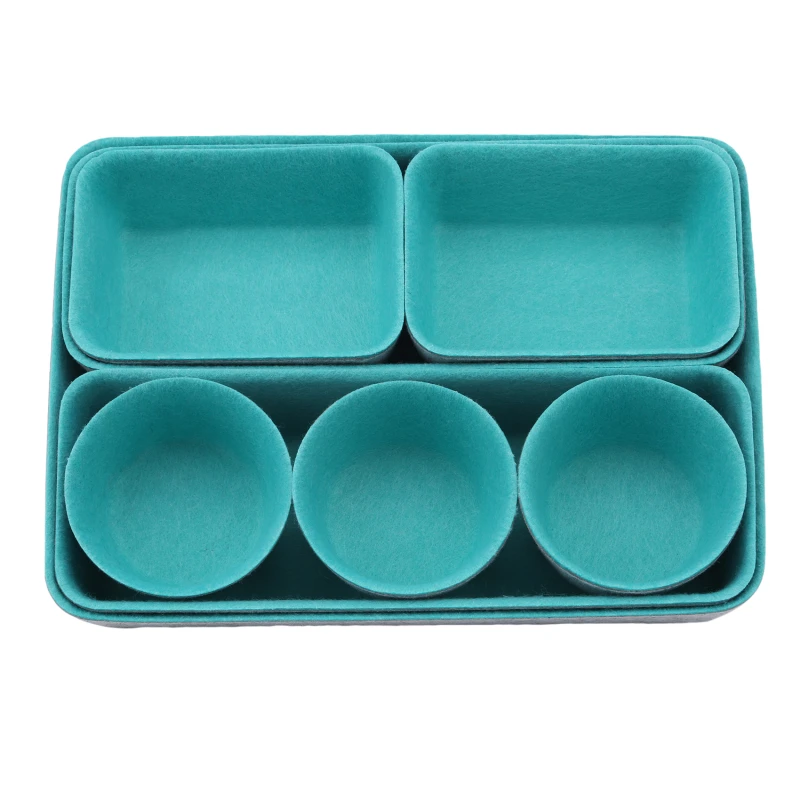 

1 Set Felt Storage Basket Living Room Tea Table Blue Sundries Storage Basket Cloth Felt Storage Box Bedroom Socks Storage