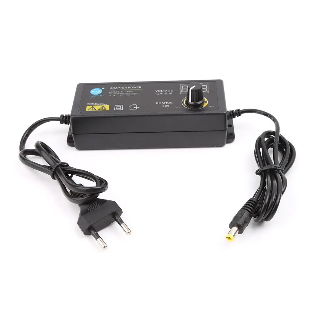 

1pcs Power Adapter EU Plug 60W 5A PC+ABS+Metal AC100V-240V To DC3V-24V Adjustable New