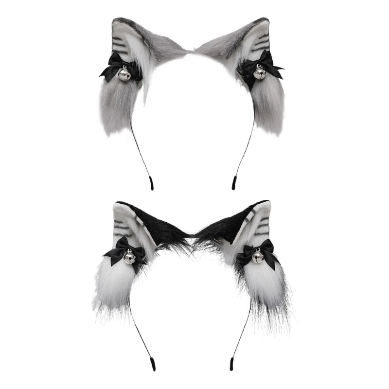 

Lolita Plush Hair Hoop Cat Ears Headbands Furry Hairband Bell Bow Hairpins Anime Fancy Dress Cosplay Accessories