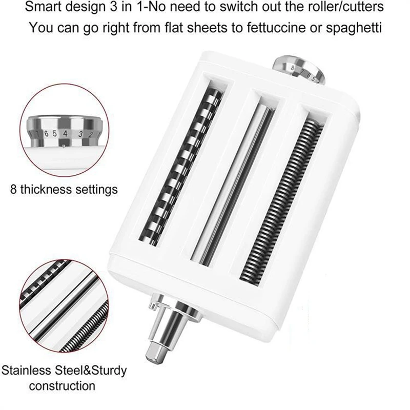Pasta Maker Attachment 3 in 1 Set for KitchenAid Stand Mixers Included Sheet Roller Spaghetti /Fettuccine Cutter | Дом и сад