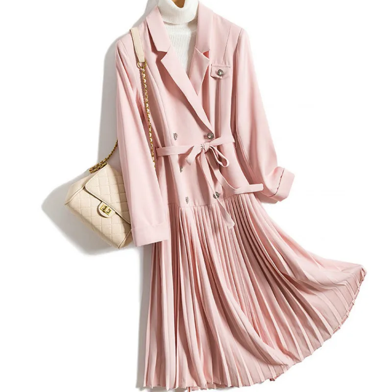 

2020 years spring mid-length fashion elegant double-breasted women's trench coat