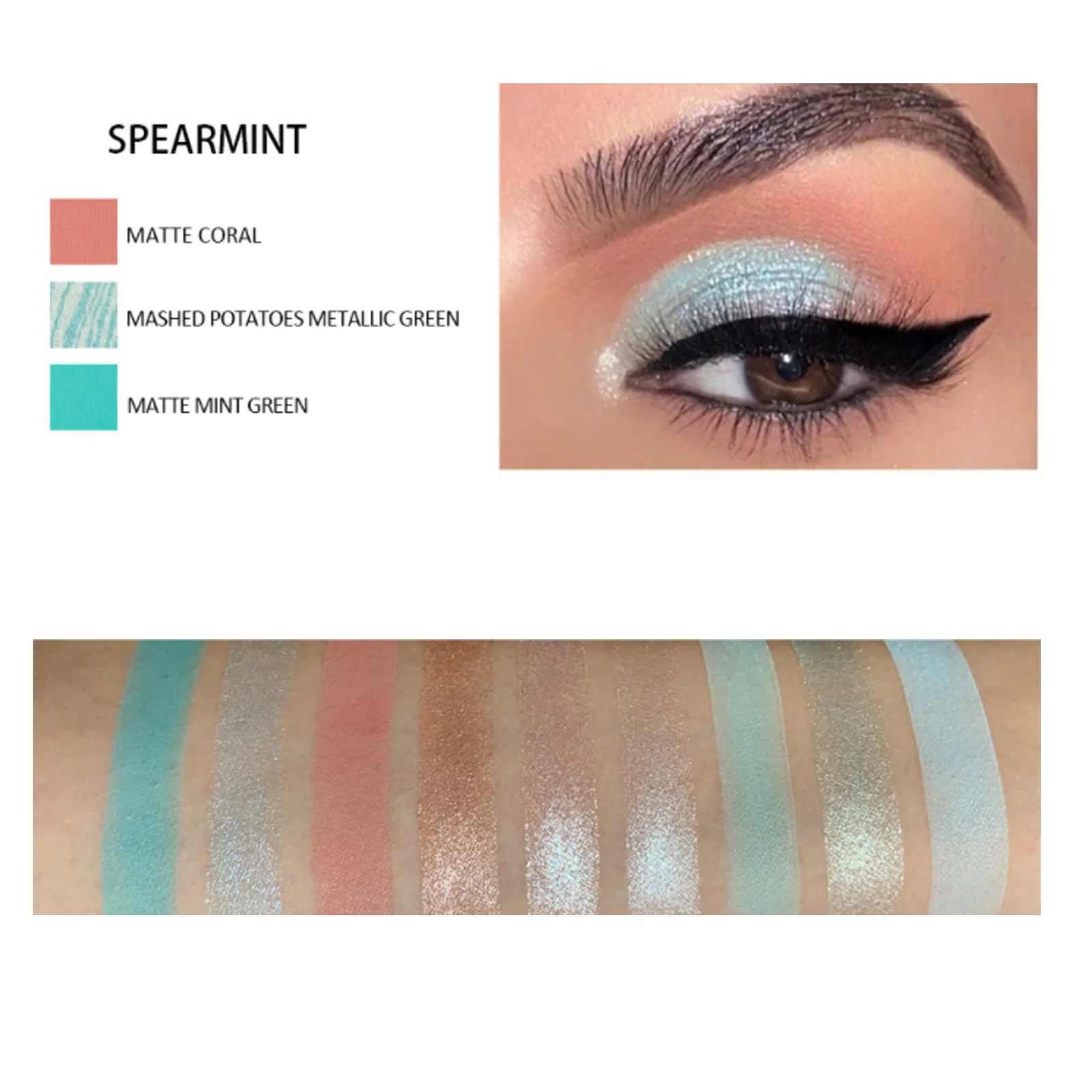 Палитра теней для век 9 цветов Nude Shining с перламутровым блеском и глиттером, водостойкая косметика.