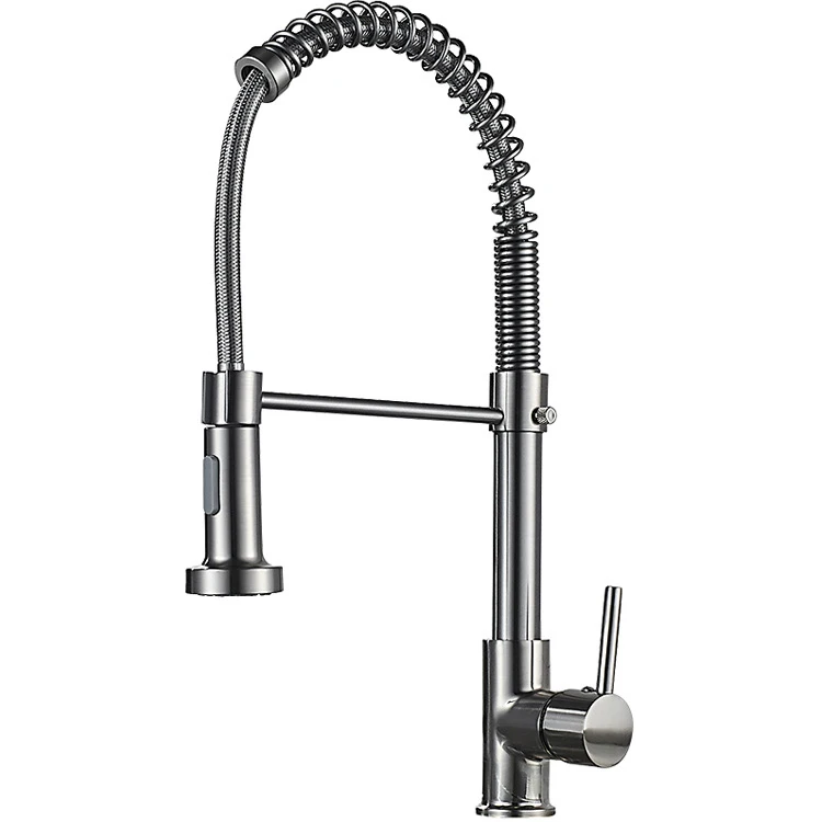 

2021 new Matte Black Kitchen faucet Hot and cold rotating spring kitchen household faucet