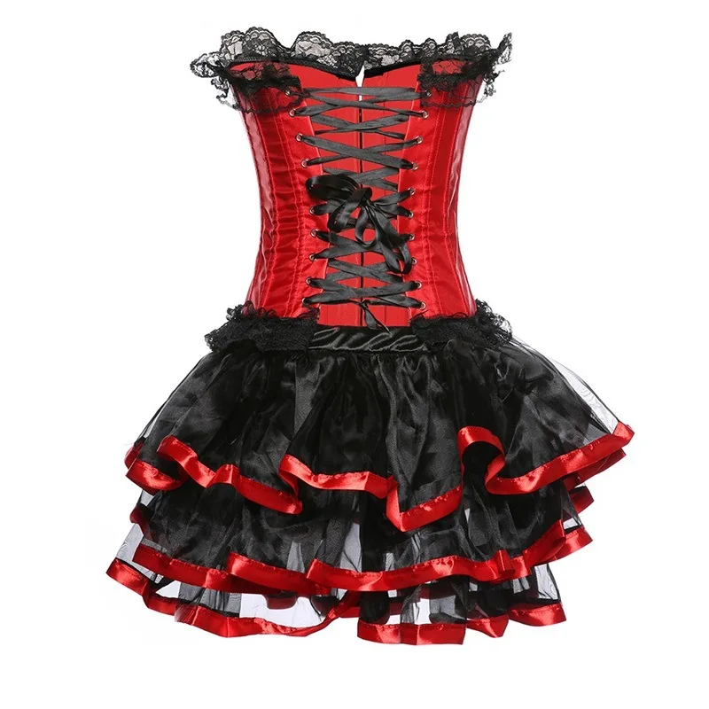 

GYSCEIY Women's Sexy Plus Size Lace Corset Top Dress Skirt Slimming Body Shaper Sheath Bandage Floral Bodice