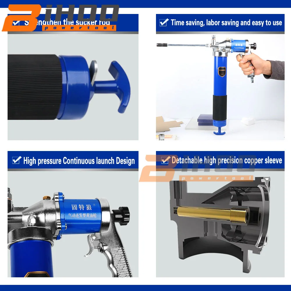 

Manual One Hand Grip Air Mini Pneumatic Compressor Pump Grease Blue Industrial Butter Gun For SUV Truck Excavator Car