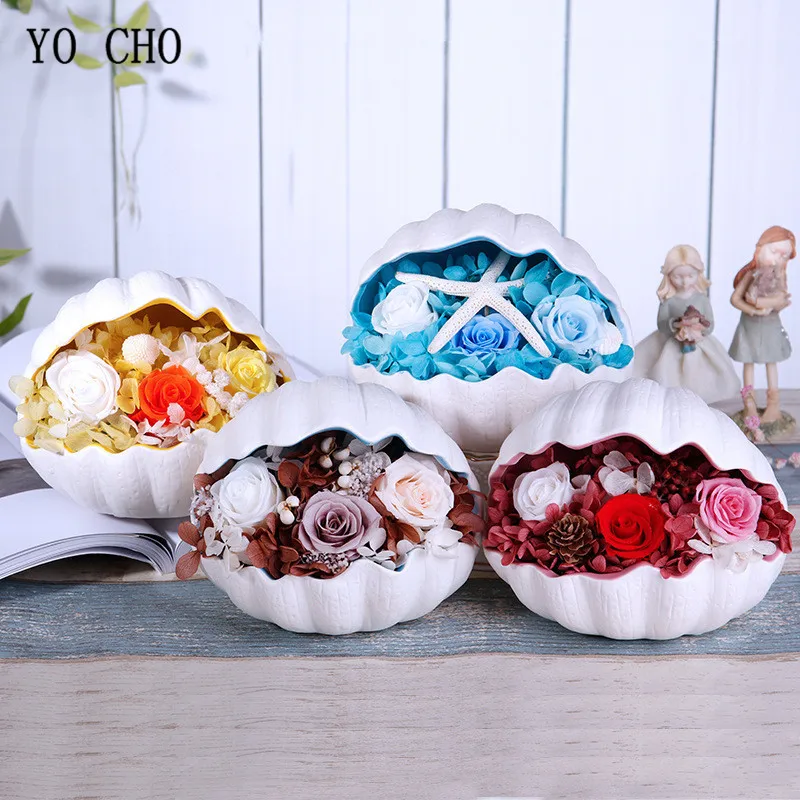 Сушеная розовая Гортензия цветы неувядающая свежая роза в Ракушке свадьба день