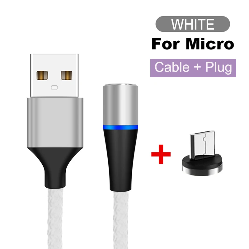 For Micro White Магнитный usb-кабель для быстрой зарядки USB type C кабель магнитное зарядное устройство Micro usb кабель для телефона USB шнур поддержка передачи данных - Цвет: For Micro White
