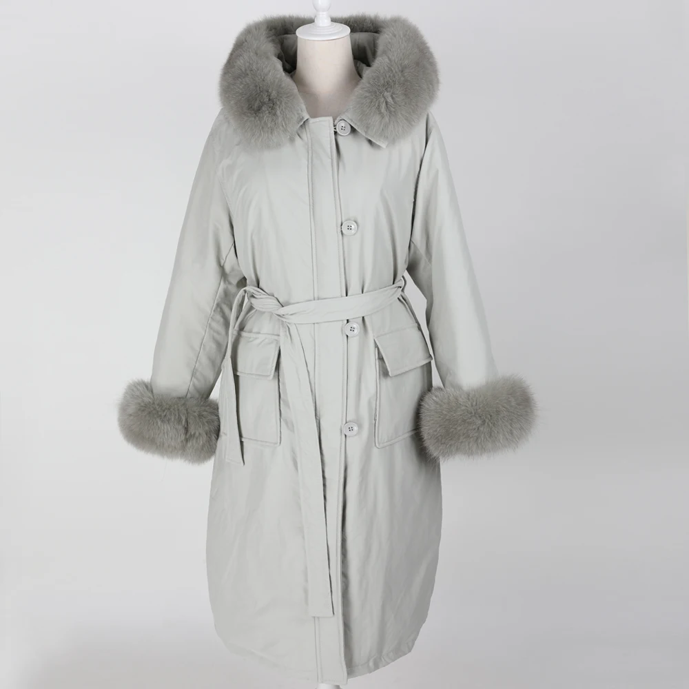 2019 пуховая куртка с большим меховым воротником из лисьего меха новая зимняя