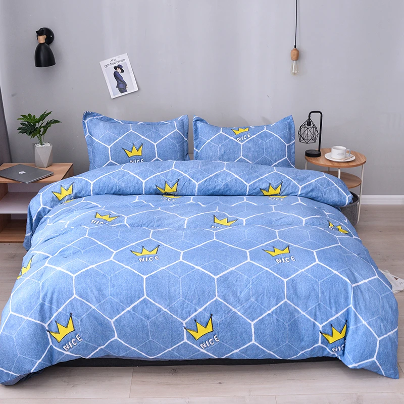 Набор постельного белья с короной синий вареный хлопок пододеяльник набор дети
