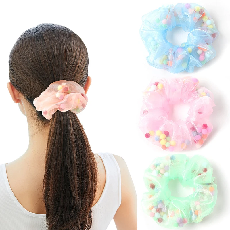 

2020 New Organza Hair Scrunchies for Women Girls Elastic Hair Bands Rubber Band Women Scrunchies Hair ties Rope Hair accessories