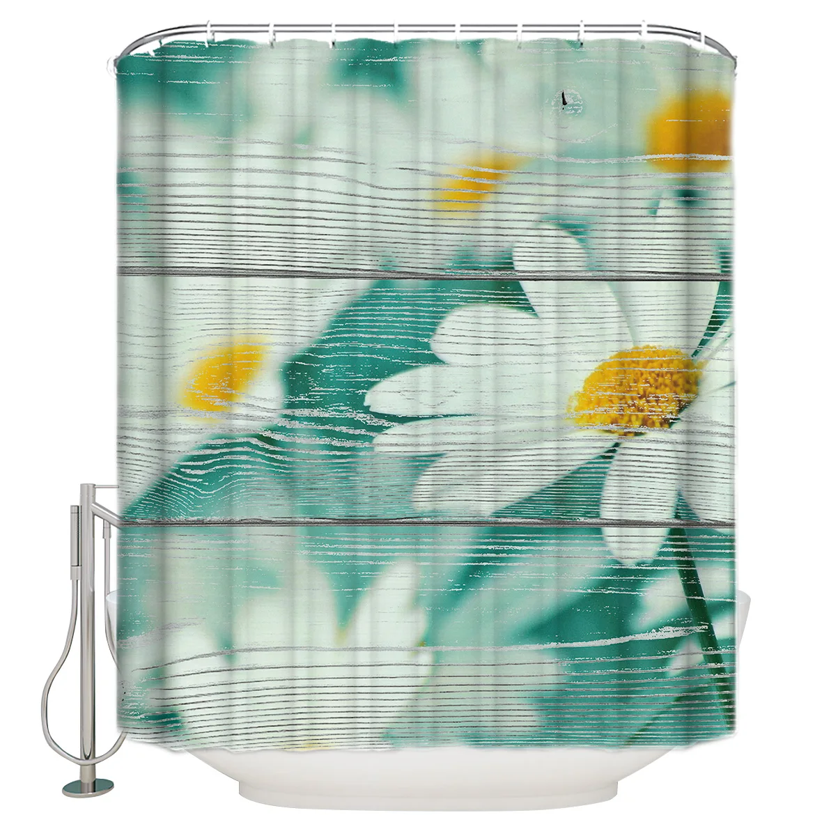 Винтажный деревянный текстурированный фон с желтыми и белыми цветами