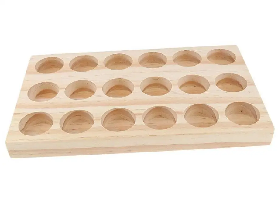 

10pcs 18 Holes Wooden Essential Oil Display Stand Shelf Rack 15ml Bottles Storage Tray Demonstration Container Case