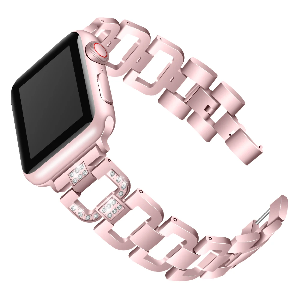 Ремешок из нержавеющей стали для Apple Watch стразы бриллиантовый ремешок 38 мм 42 серия