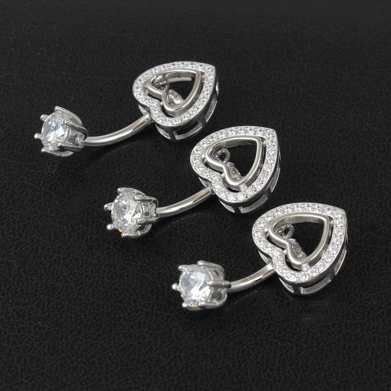 Кольцо из стерлингового серебра 925 пробы в форме сердца с кубическим цирконием на