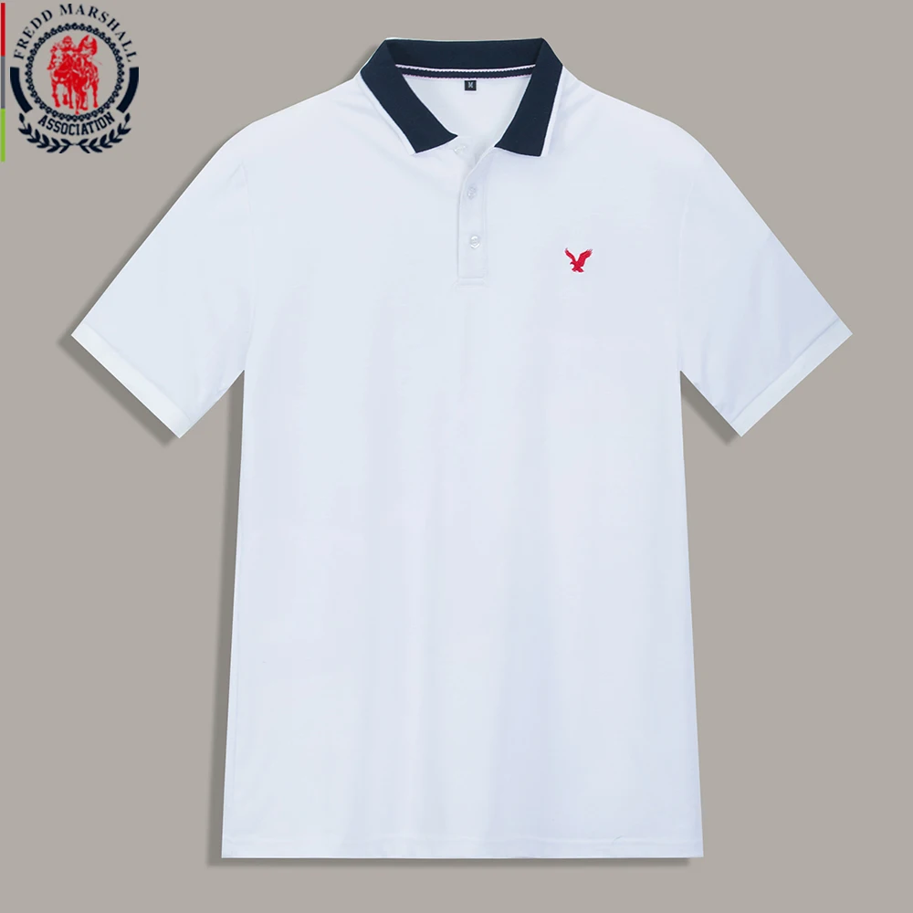 Мужская рубашка-поло Fredd Marshall белая Повседневная рубашка с коротким рукавом и