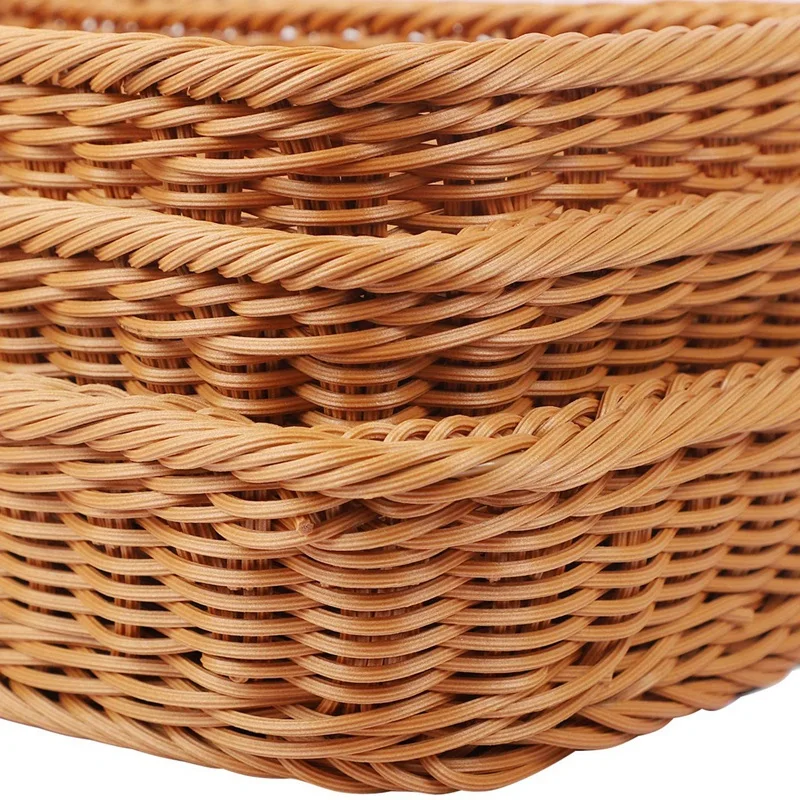 

3 Packs Rattan Bread Baskets of 12 Inch, Handmade Woven Pantry Organizer, Tabletop Food Serving Baskets for Fruits Snack