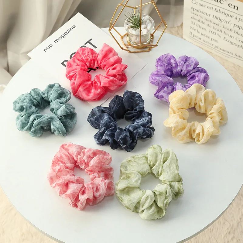 

1 PCS Elastic Hair Rubber Bands Tie Dye Chiffon Large Intestine Hair Ring Rainbow Scrunchies Ponytail Holder Hair Accessories