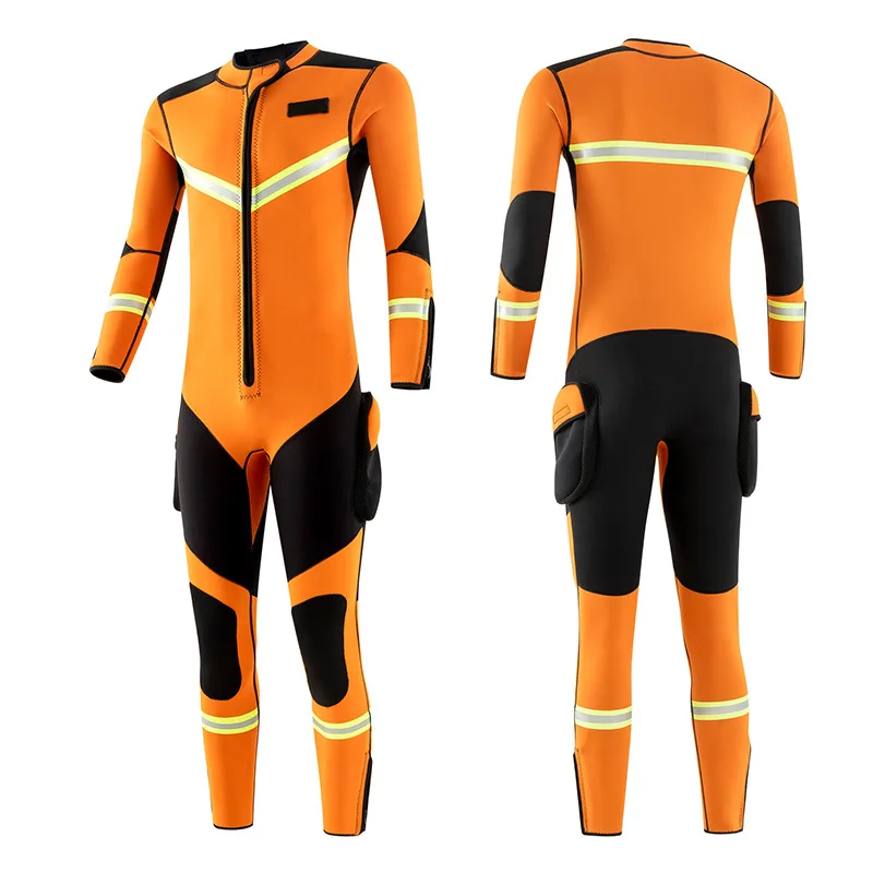 

Неопреновый костюм для дайвинга 3 мм, цельный теплый и устойчивый к холоду костюм с длинными рукавами, желтый и оранжевый костюм для дайвинг...