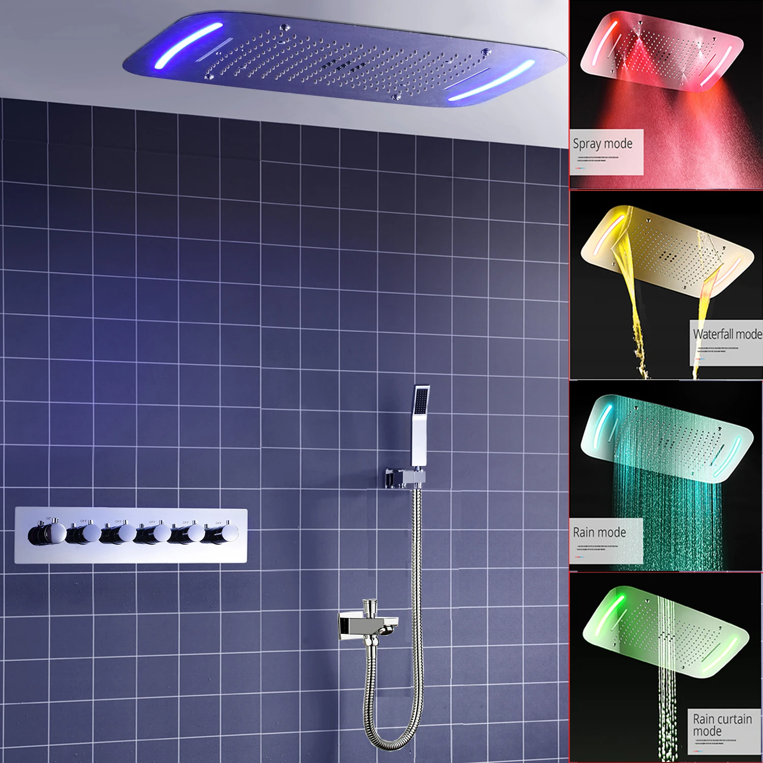 Большая круглая душевая панель многофункциональный смеситель с эффектом дождя