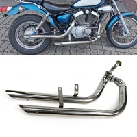 motorcycle exhaust pipe retro chrome for yamaha viragov star xv 250 xv 125 slash cut pipe with muffler exhaust systemsilencers