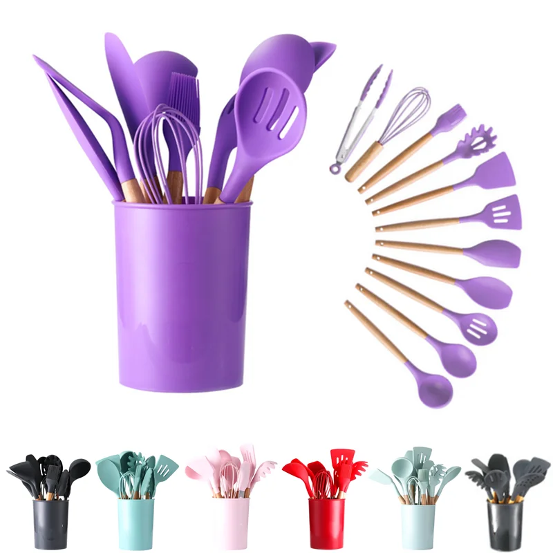 

Силиконовая кухонная посуда, набор антипригарных кухонных принадлежностей, термостойкие кухонные инструменты с футляром для хранения, сил...